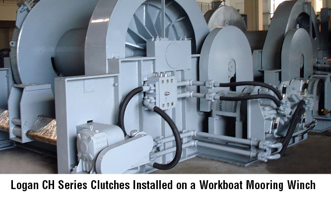 Logan CH series clutches intalled on a workboat mooring winch