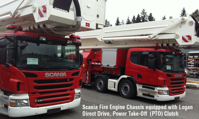 Scania Fire Engine Chassis Equipped with Logan Direct Drive PTO