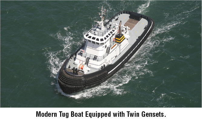 modern tug boat with twin gensets