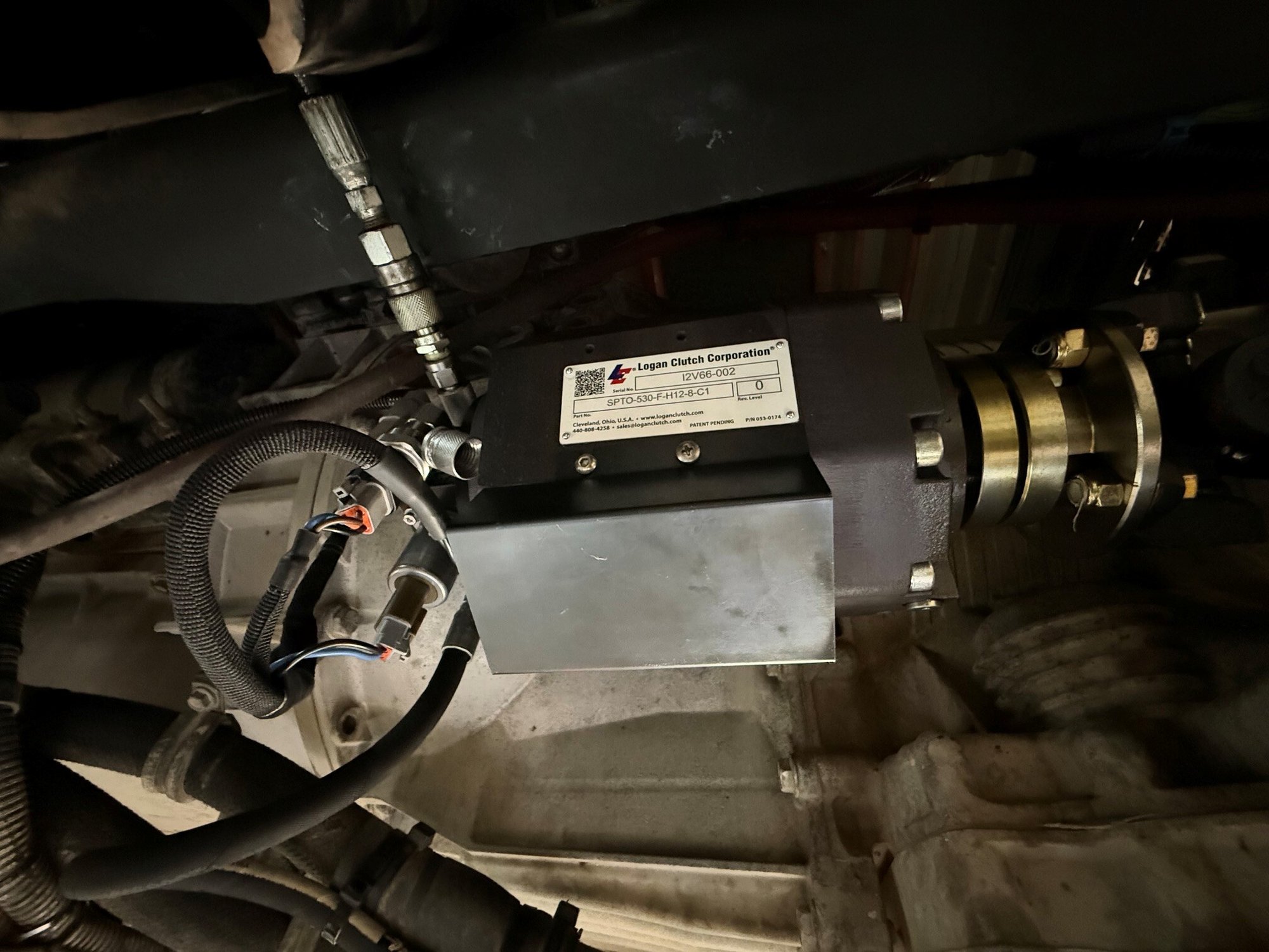 Logan 530 Series Soft Start PTO Clutch installed on an Allison 3000 series transmission. The Logan 530 transmits 530 lb-ft of industry leading continuous-duty torque and is ideal for Class 6-8 truck applications