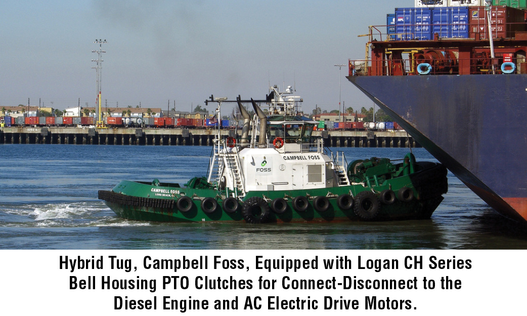 Hybrid Tug boat equipped with Logan CH Series Bell Housing PTO Clutch