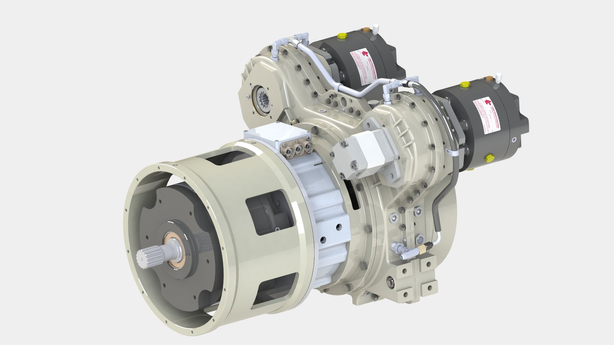 Logan 700-2 Flexadrive with two Logan Direct Dirive PTO Clutches on the wing drives 