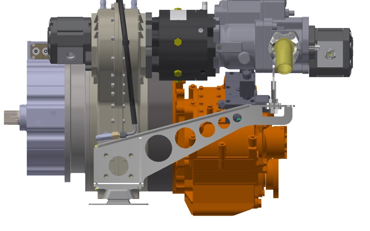 FlexaDrive serial hybrid pump drive with axial motor